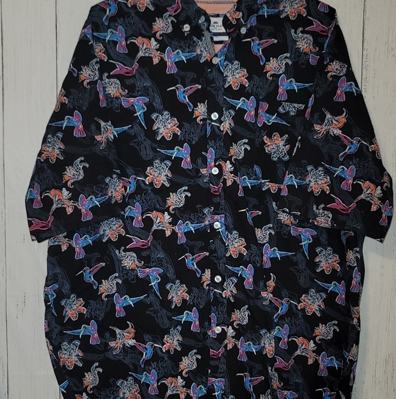 ditch plains by ricky singh hummingbird collared button down short sleeve size 2 - Picture 2 of 4